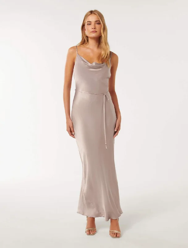 Weekend Deal Fever Lucy Satin Cowl Maxi Dress