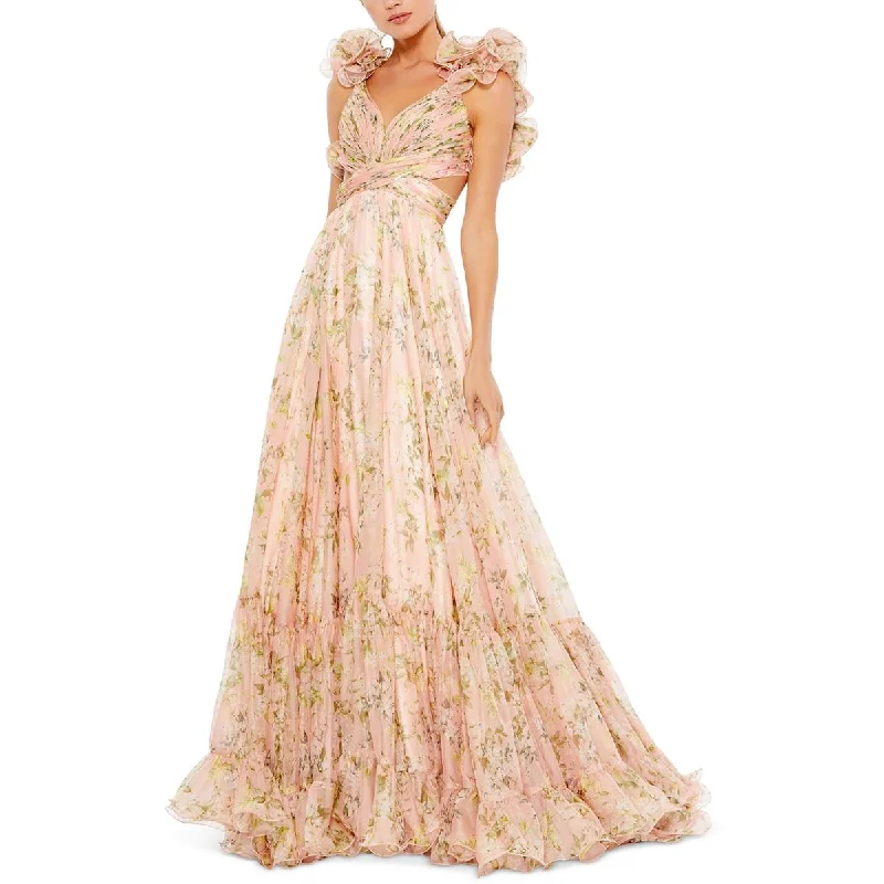 Deal of the Week Mac Duggal Womens Chiffon Floral Maxi Dress