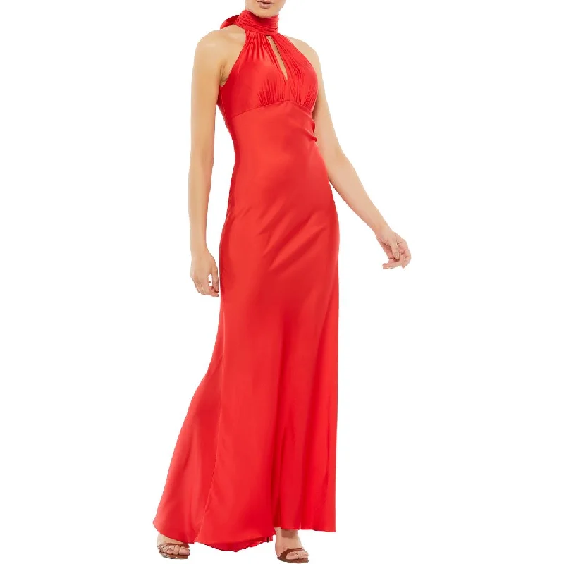 Mac Duggal Womens Satin Maxi Sheath Dress