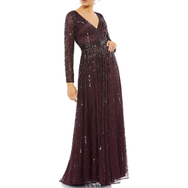 Weekend Steals Mac Duggal Womens Sequined Maxi Evening Dress