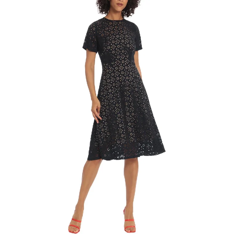Weekend Best Buys Maggy London Womens Floral Laser Cut Midi Dress