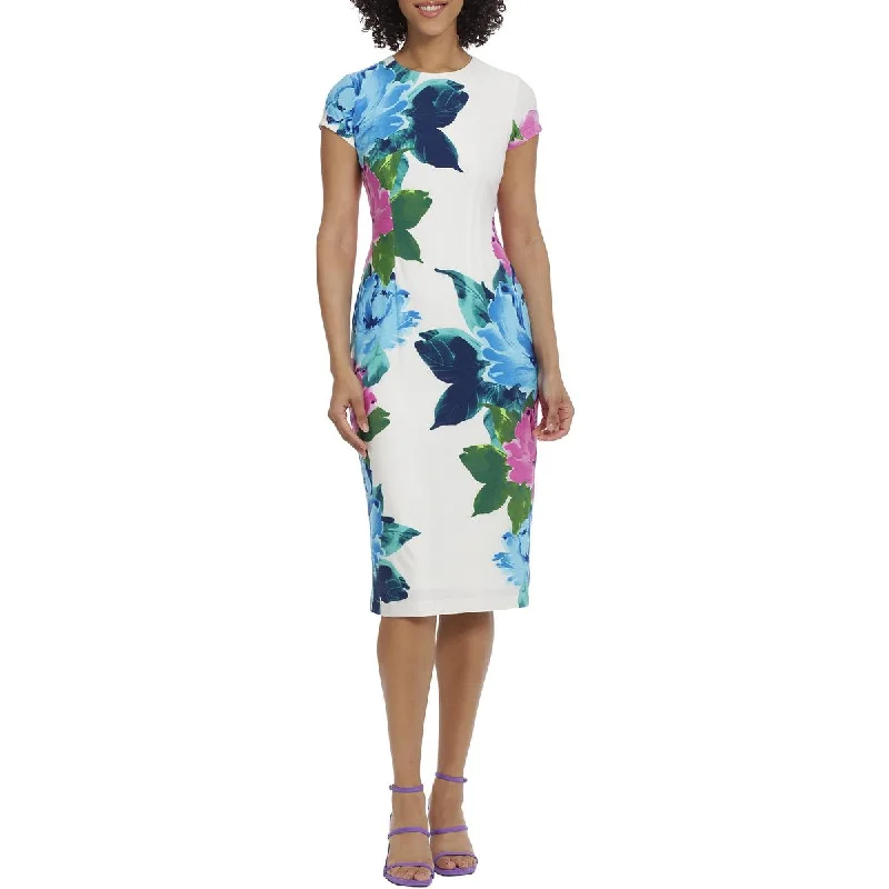 Exclusive Savings Event Maggy London Womens Floral Midi Sheath Dress