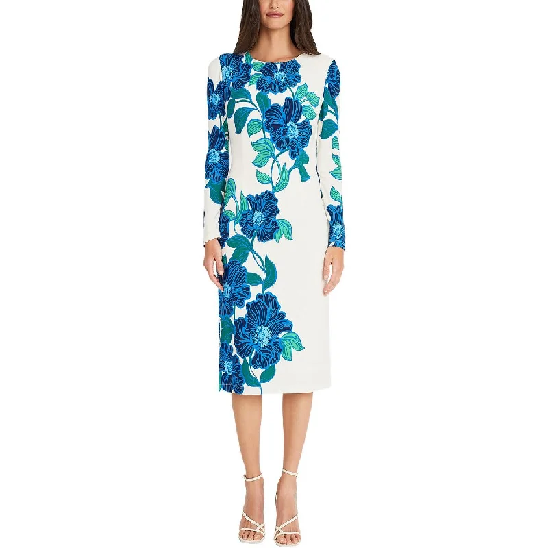 Big Sale Event Maggy London Womens Floral Print Long Sleeve Midi Dress
