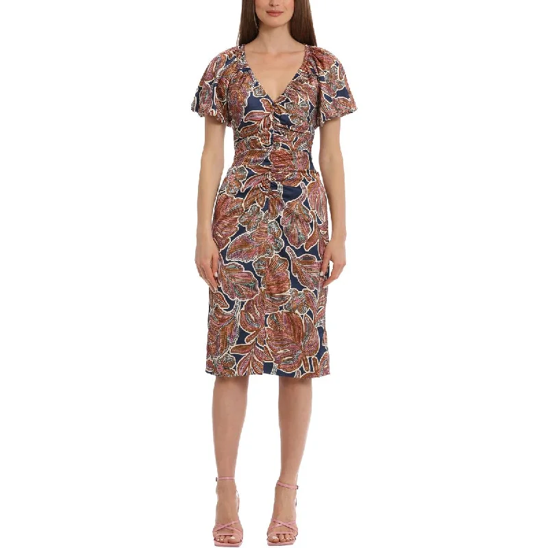Mega Discounts Maggy London Womens Floral Ruched Midi Dress