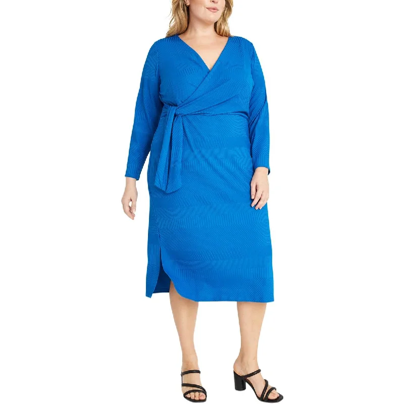 Grab It Now Maggy London Womens Surplice Mid Calf Midi Dress