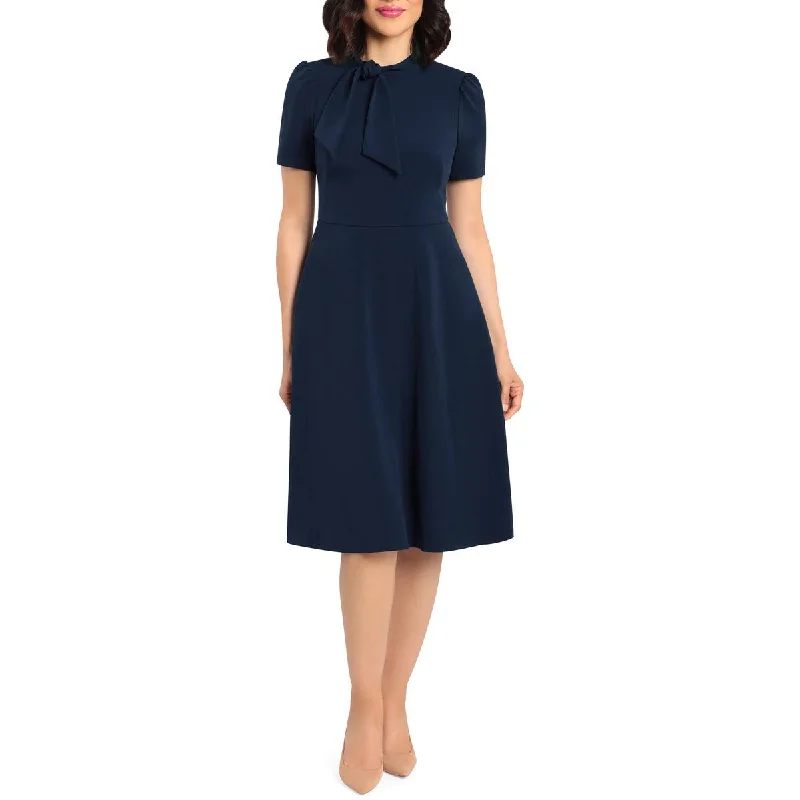 Limited Quantity Maggy London Womens Tie Neck Calf Midi Dress