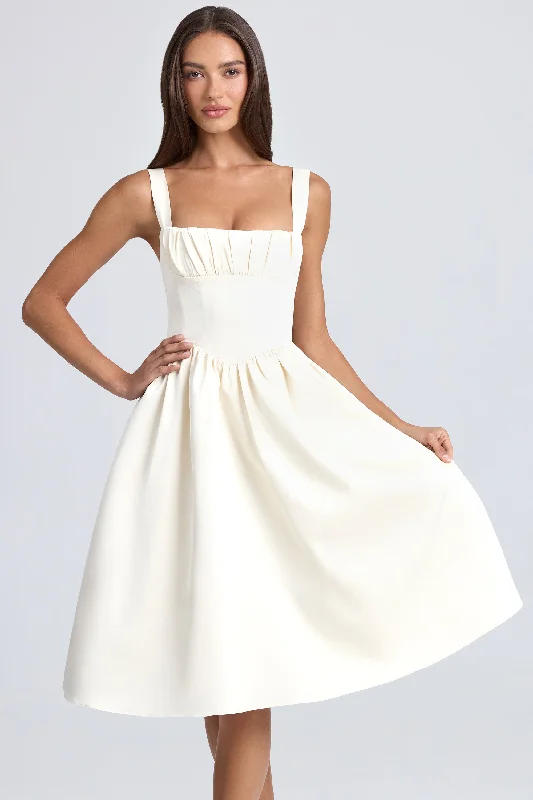 One-Day Sale Draped Corset Midaxi Dress in Ivory