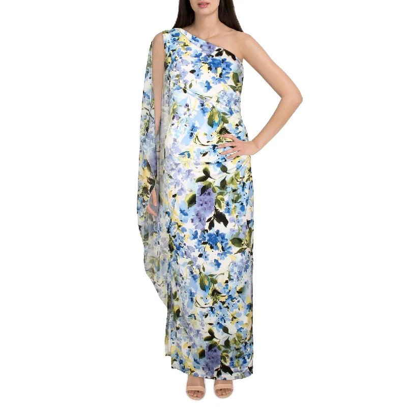 Marina Womens Knit Floral Maxi Dress