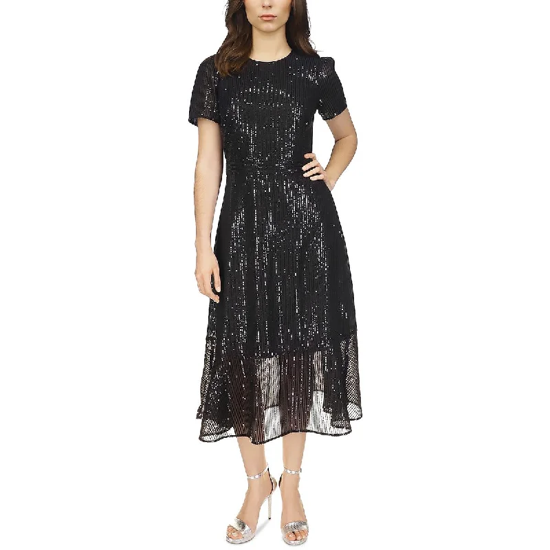 Season-End Deals MICHAEL Michael Kors Womens Sequined Stripe Midi Dress