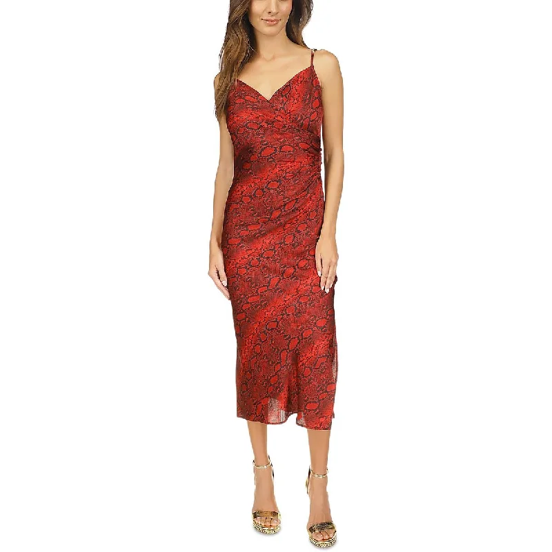 MICHAEL Michael Kors Womens Snake Print Midi Slip Dress