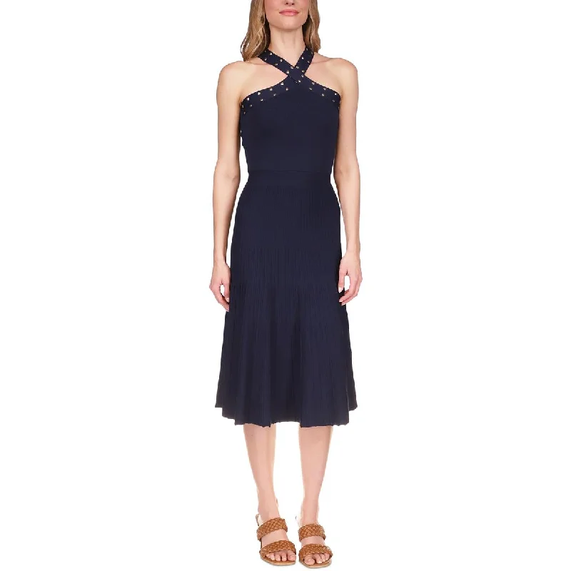 MICHAEL Michael Kors Womens Studded Midi Fit & Flare Dress