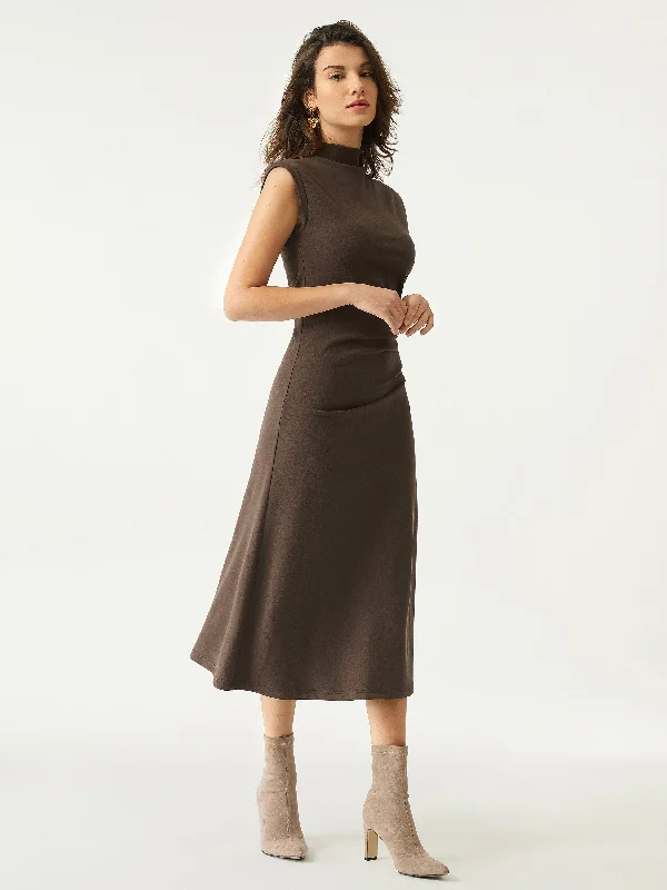 Shop & Save Today Mockneck Tucks Midi Dress