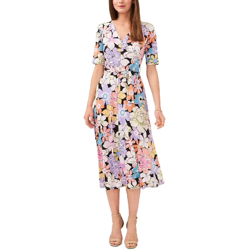 Hot Deals MSK Womens Petites Floral Print  Midi Dress