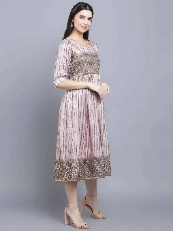 Limited-Time Deal Myshka Women Grey Floral Midi Dress