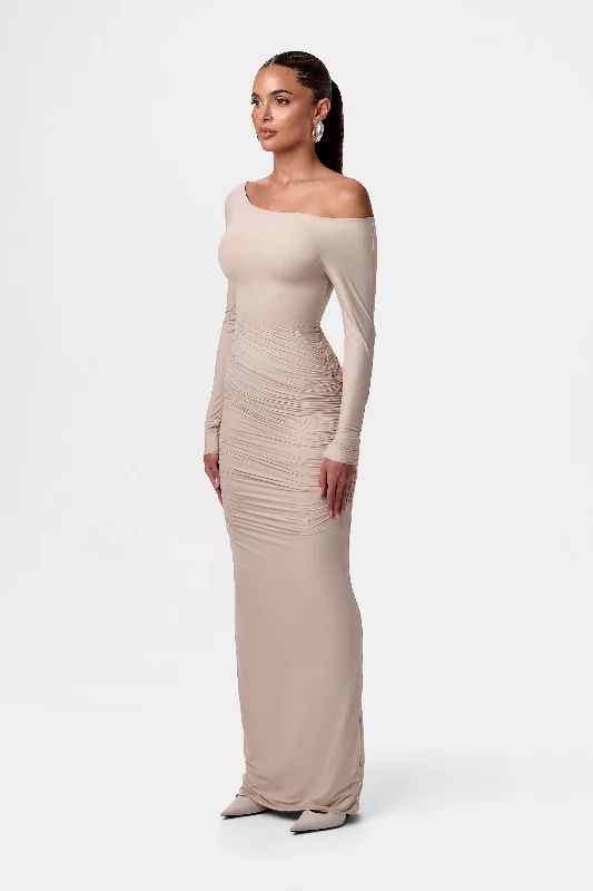 Super Price Drop Naked Off-Shoulder Maxi Dress