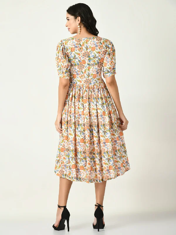 Weekend Best Buys NOZ2TOZ Women's White Printed Midi Dress