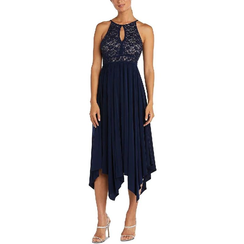 NW Nightway Womens Plus Lace Asymmetrical Cocktail and Party Dress