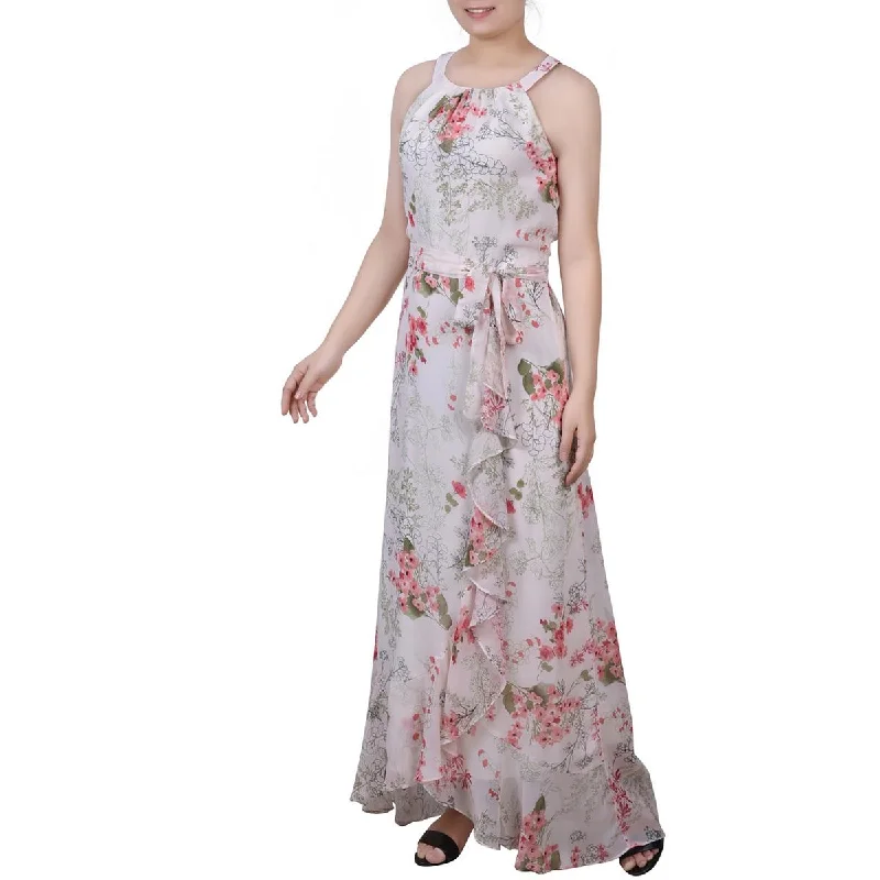 NY Collection Womens Chiffon Floral Maxi Dress