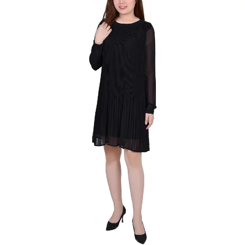 Hot Picks NY Collection Womens Petites Pleated Mini Shift Dress