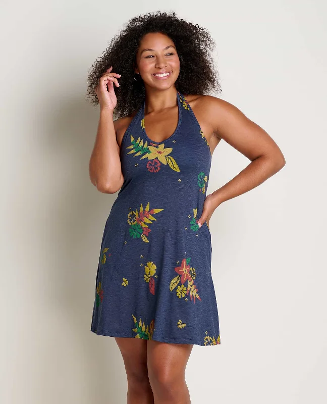 Weekend Flash Discount Plumeria Halter Dress