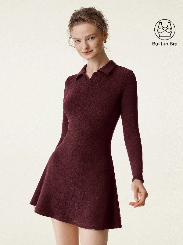 Weekend Savings Bonanza Polo Neck Mini Flare Hem Brami Dress