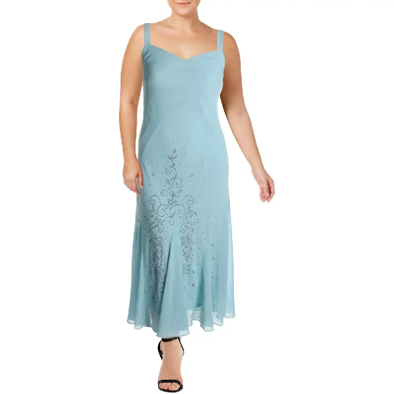 R&M Richards Womens Embellished Full-Length Cocktail And Party Dress