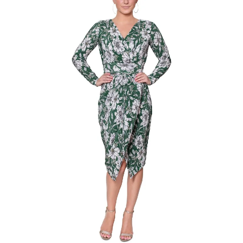 Weekend Super Sale Alert Rachel Rachel Roy Womens Faux Wrap Mid-Calf Wrap Dress