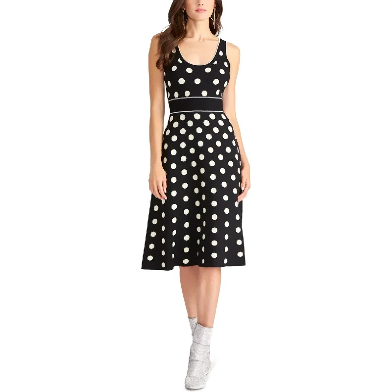 Rachel Roy Womens Polka Dot Crew Neck Midi Dress