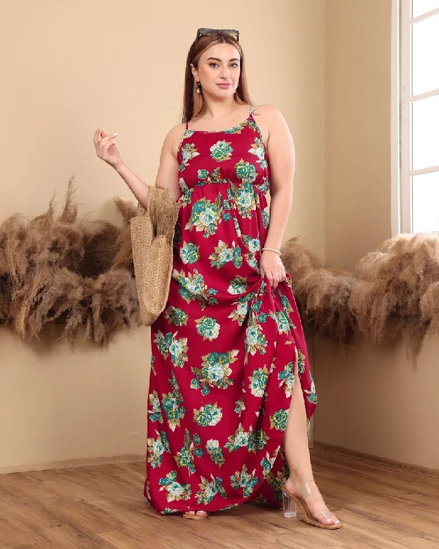 Red Bloom Maxi Dress