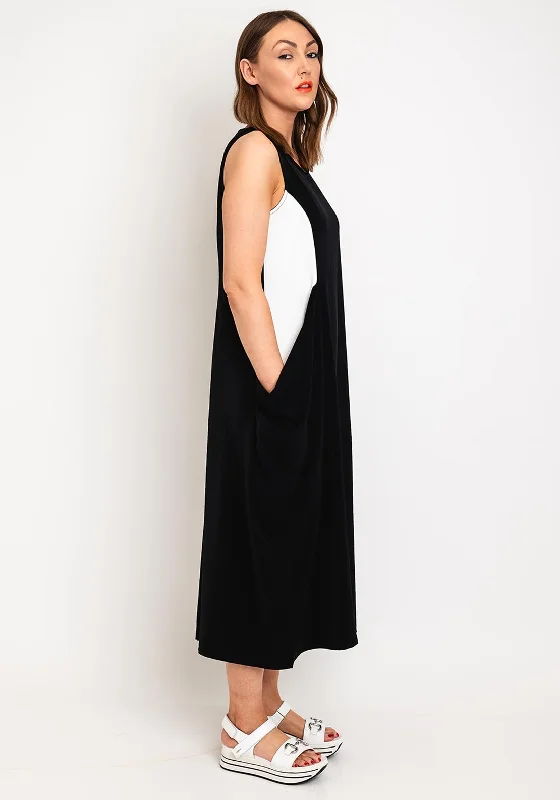 Ever Sassy Contrast Panel Midi Dress, Black