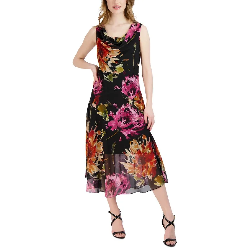 Signature By Robbie Bee Womens Drapey Long Cocktail and Party Dress