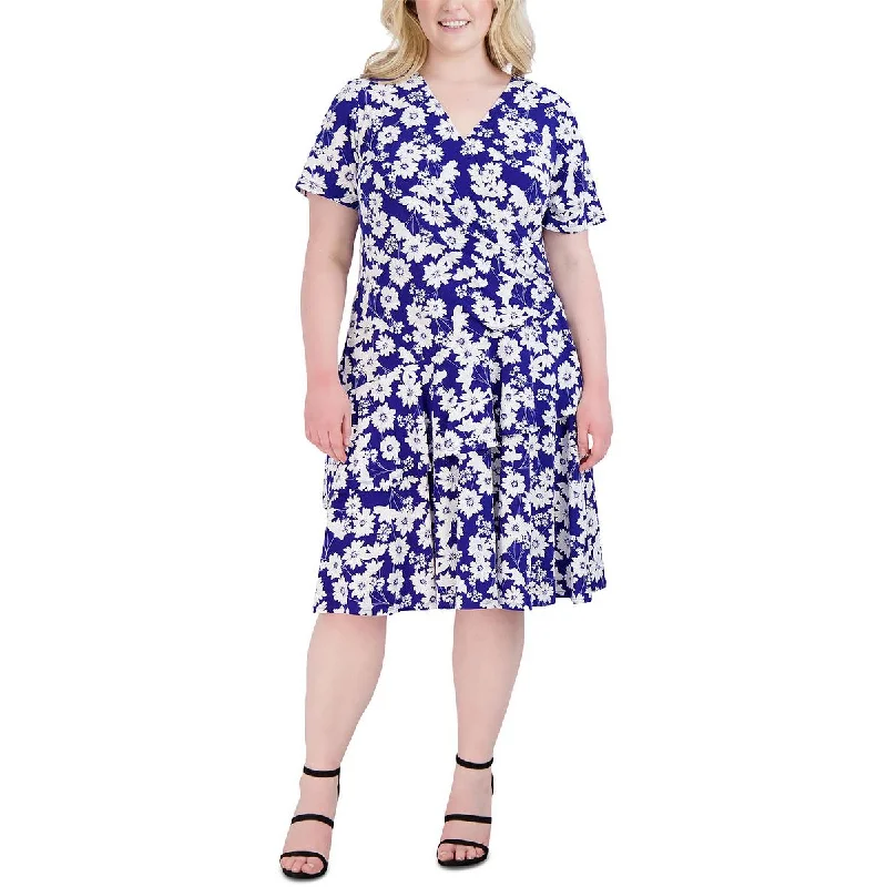 One-Stop Shop Sale Signature By Robbie Bee Womens Plus Tiered Knee-Length Midi Dress