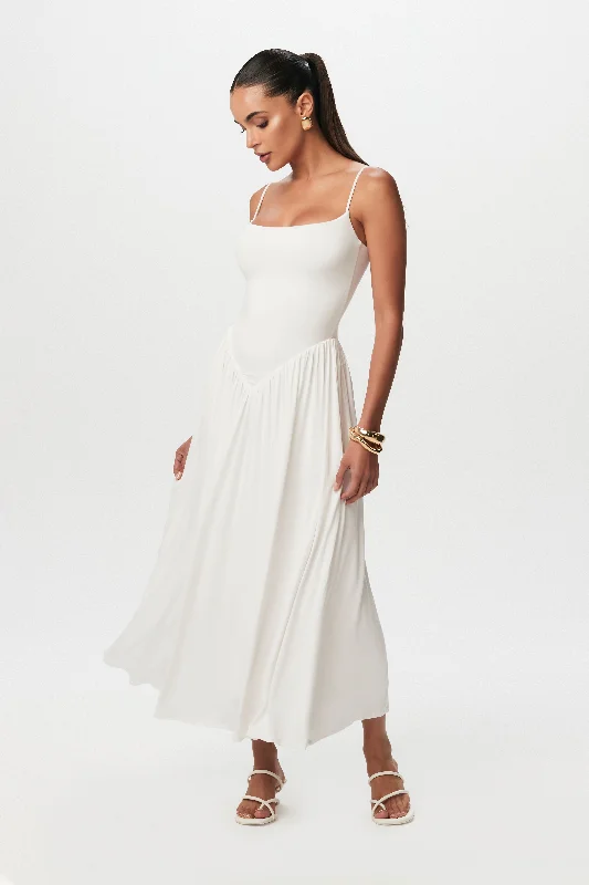 Weekend Big Sale Smooth Shirred Tank Midi Dress