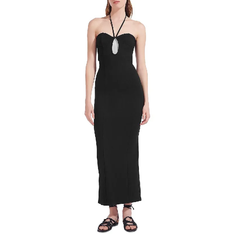 Weekend Wonders STAUD Womens Cut Out Halter Maxi Dress