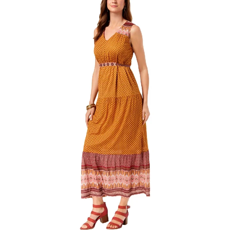 Flash Offer Style & Co. Womens Printed Sleeveless Midi Dress