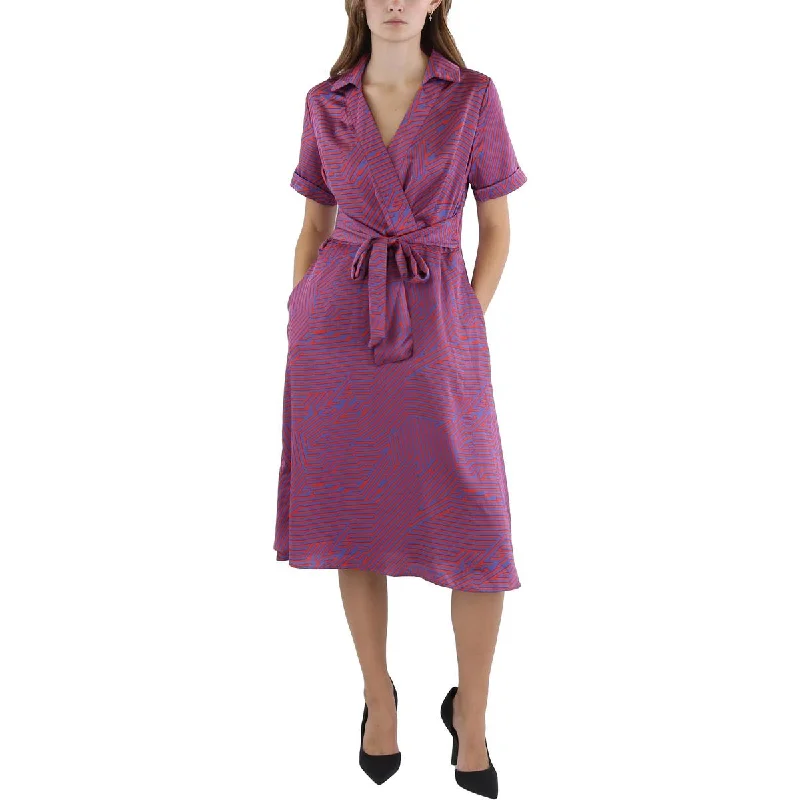 Super Deal Tahari ASL Womens Tie Front Long Maxi Dress