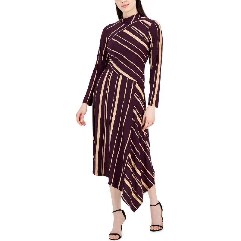 Taylor Womens Jersey Striped Midi Dress