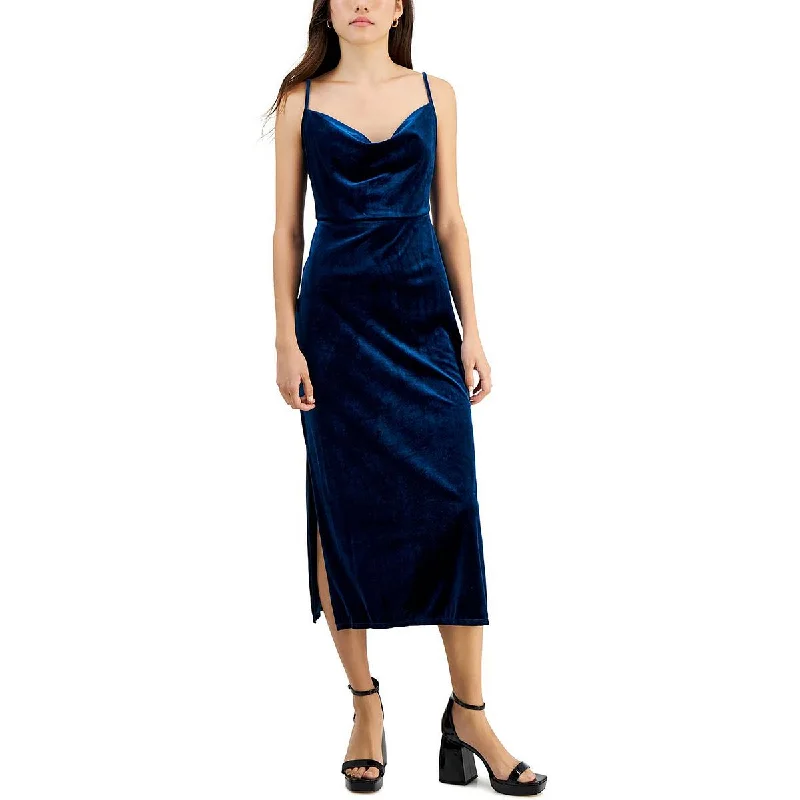 Taylor Womens Petites Velvet Long Cocktail and Party Dress