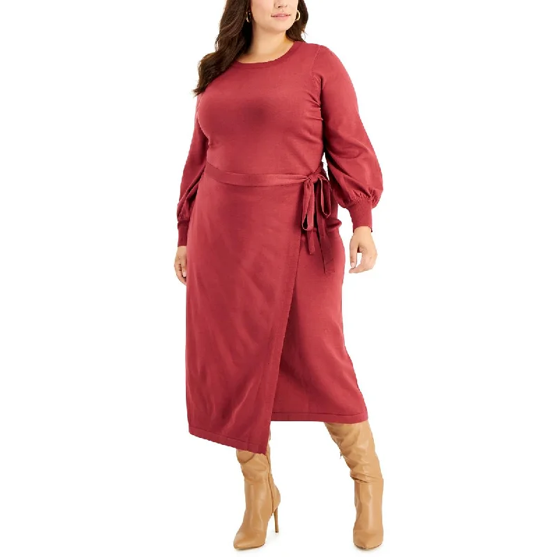 Weekend Shopping Deals Galore Taylor Womens Plus Faux Wrap Long Sweaterdress