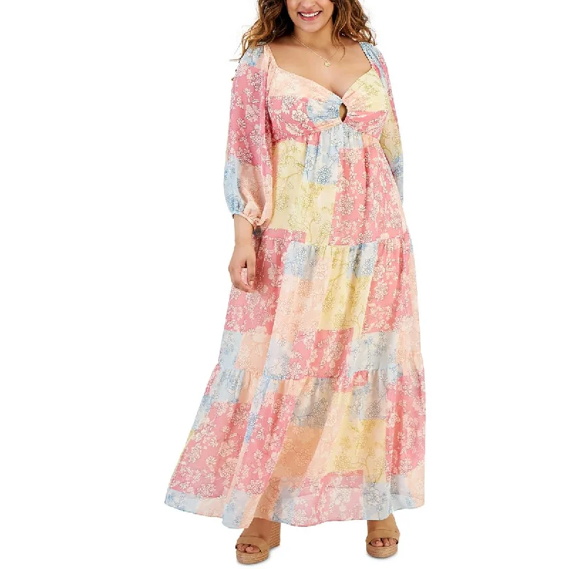 Weekend Shopping Spree Taylor Womens Plus Patchwork Long Maxi Dress
