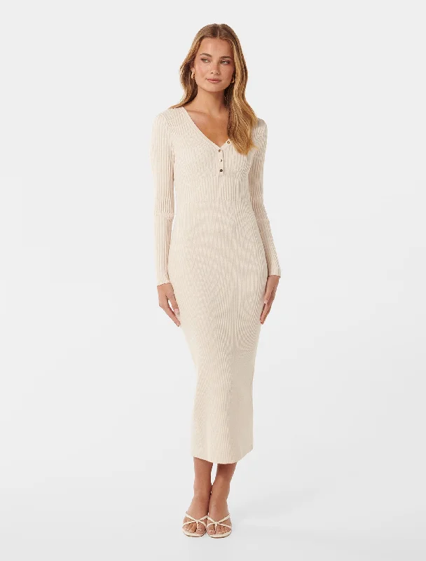 Weekend Hot Bargains Teagan Ribbed Knit Midi Dress