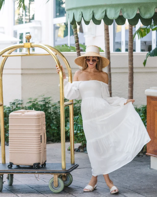 Big Bargain Bonanza The Jetset - White Bamboo Smocked Maxi Dress