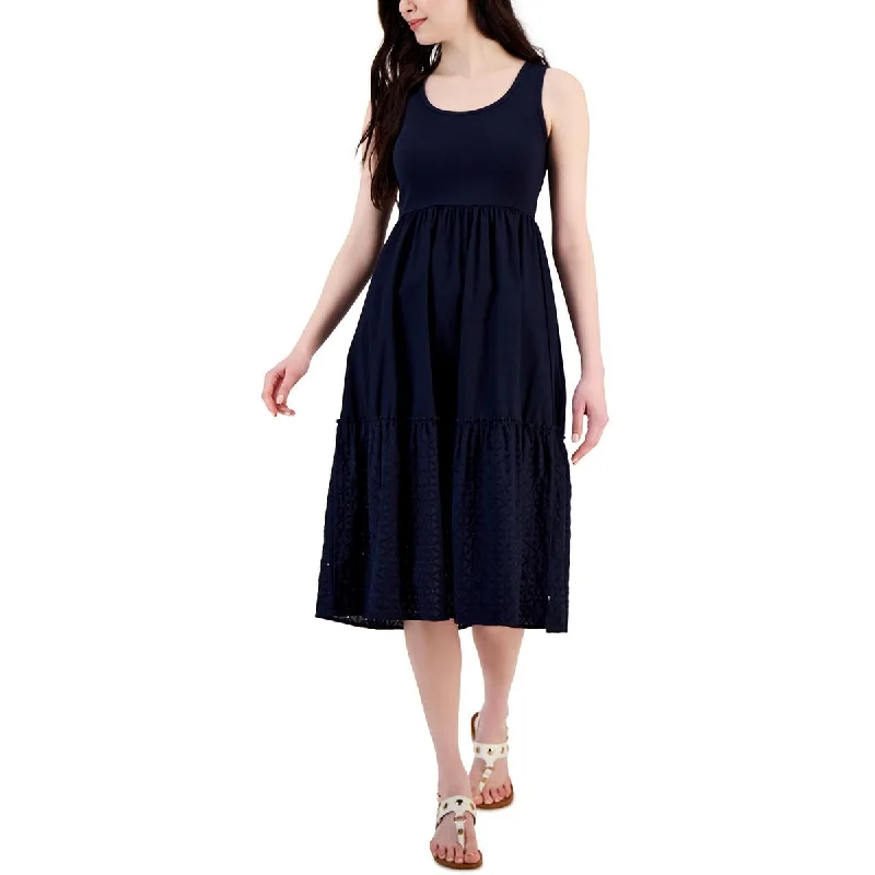 Weekend Discount Rush Tommy Hilfiger Womens Eyelet Tiered Midi Dress