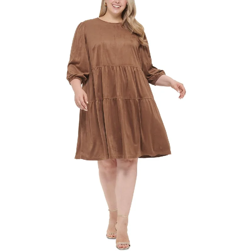 Weekend Price Drop Event Tommy Hilfiger Womens Plus Faux Suede Shift Dress