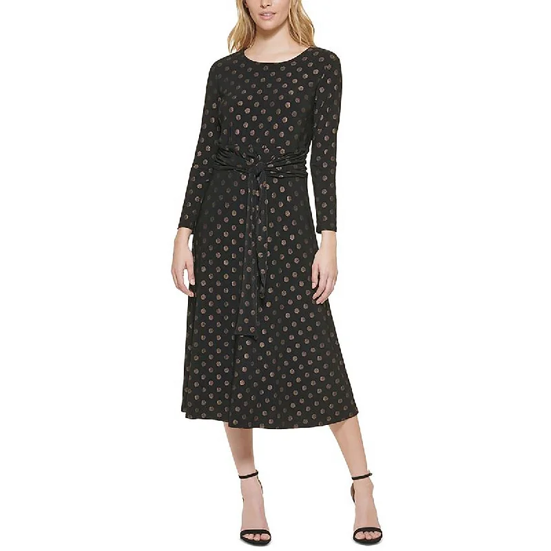 Weekend Best Price Deals Tommy Hilfiger Womens Plus Metallic Belted Midi Dress