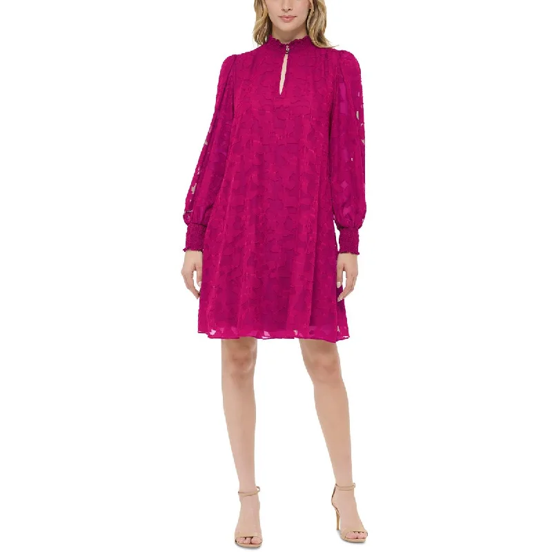 Shop & Save Big Tommy Hilfiger Womens Smocked Mini Shift Dress