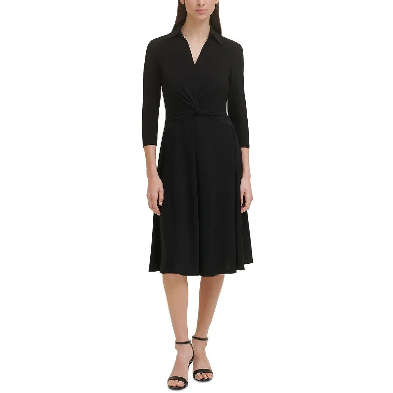 Best Price Guarantee Tommy Hilfiger Womens   Twist Front Calf Midi Dress