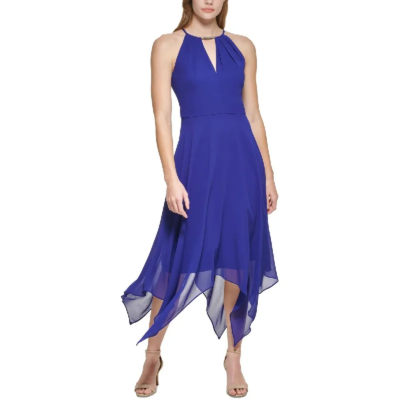 Extra Discount Vince Camuto Womens Petites Halter-Neck Mid-Calf Midi Dress