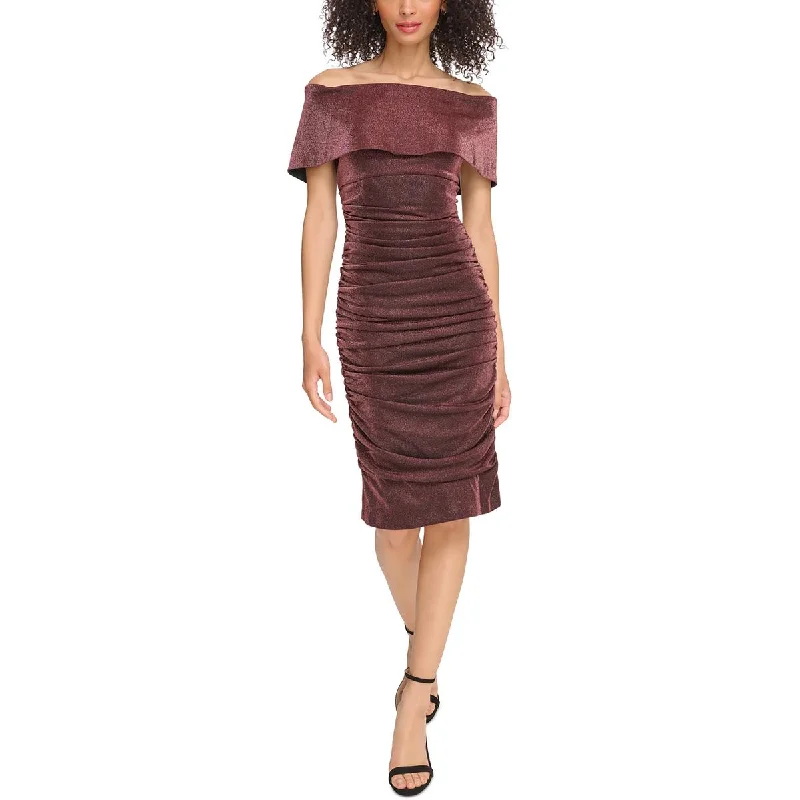 Vince Camuto Womens Ruched Midi Cocktail And Party Dress