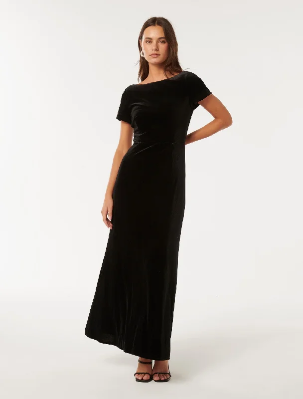 Weekend Deal Rush Violet Velvet Maxi Dress